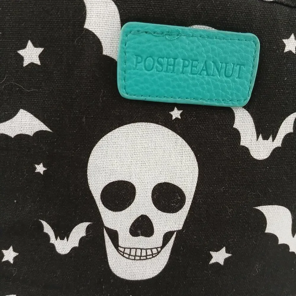 Posh Peanut Halloween Diaper Caddy Bag Candy Basket Skulls Bats Spooky Print